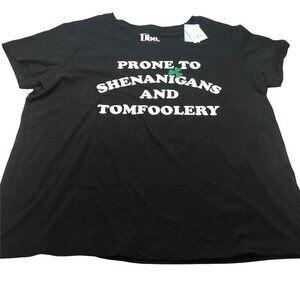 Doe Women's XL Black Tee Shirt Prone To Shenanigans And Tomfoolery New